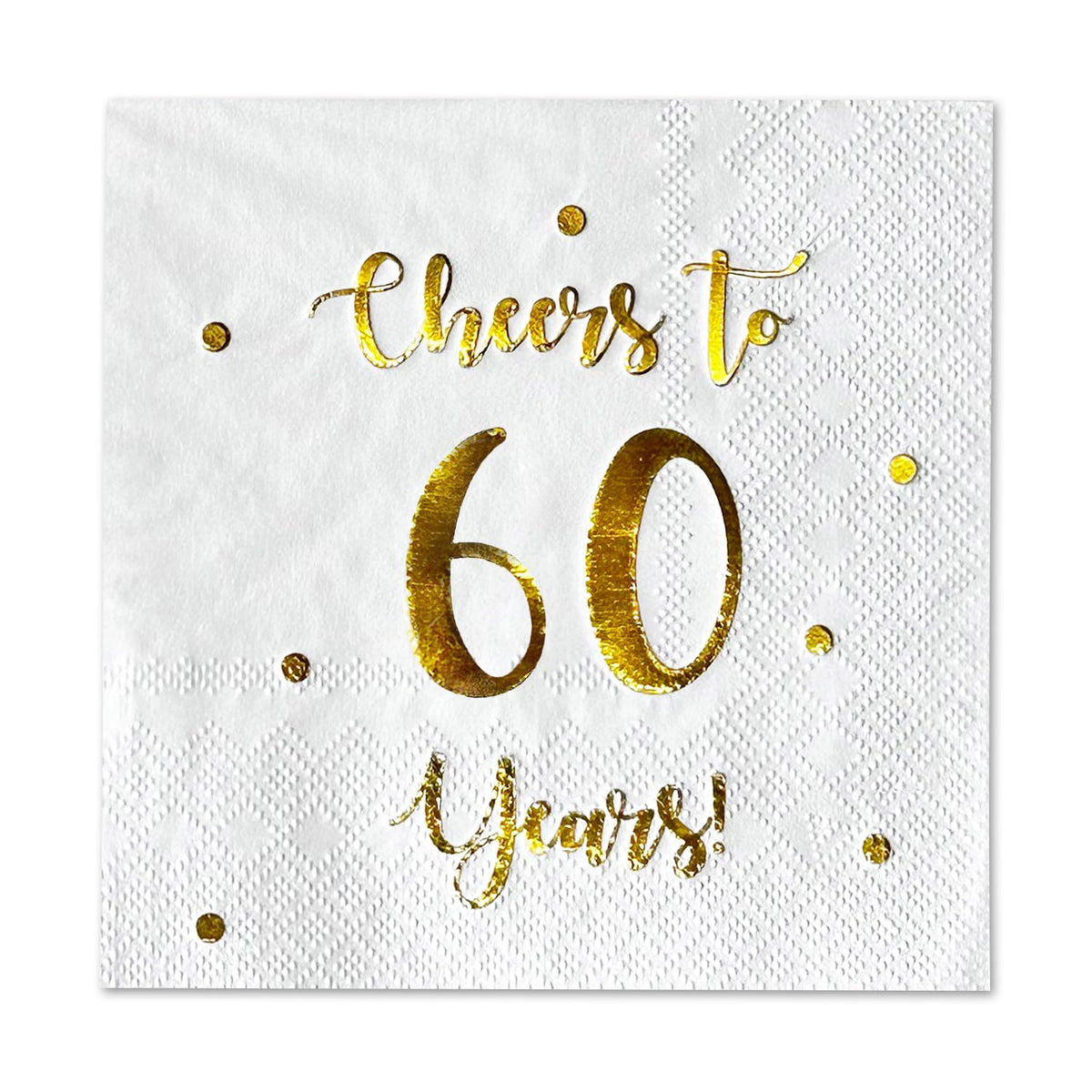 Happy Palace Cheers-60-anos servilletas: texto dorado para brindis con estilo