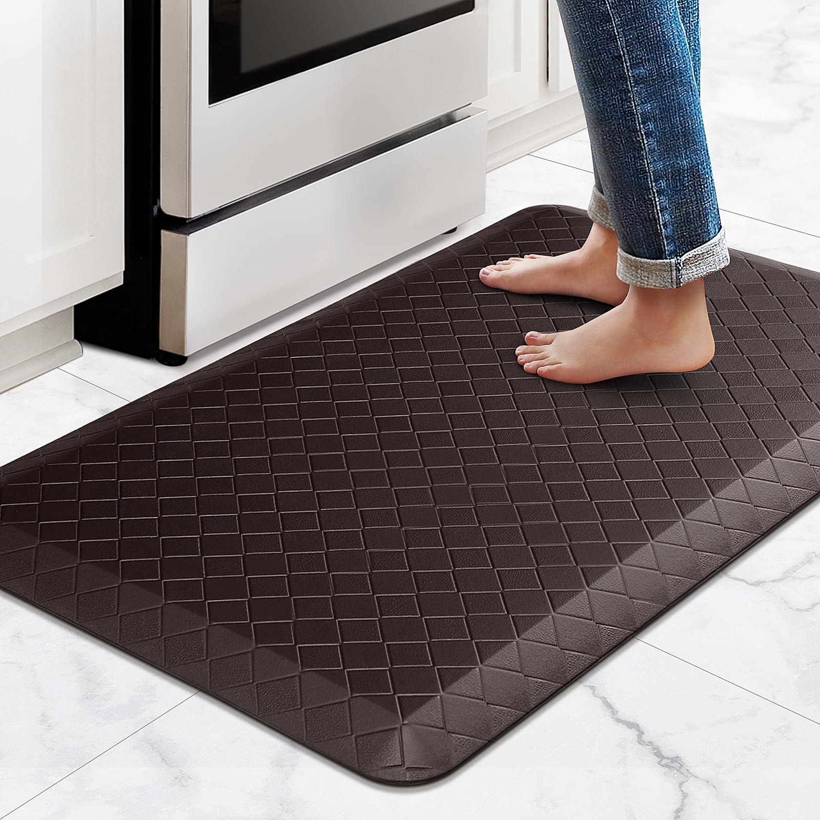 Alfombra HappyTrends antifatiga para cocina, 4-5 pulgadas, confort al cocinar.