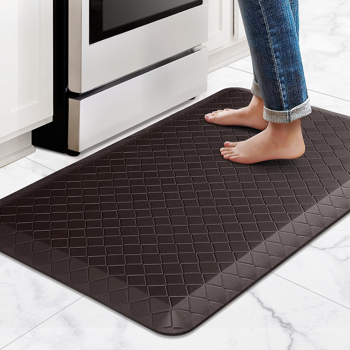 Alfombra HappyTrends antifatiga para cocina, 4-5 pulgadas, confort al cocinar.