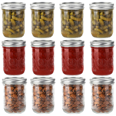 Haqeed jarras de vidrio 16oz con tapa de aluminio y bandas para sellado seguro