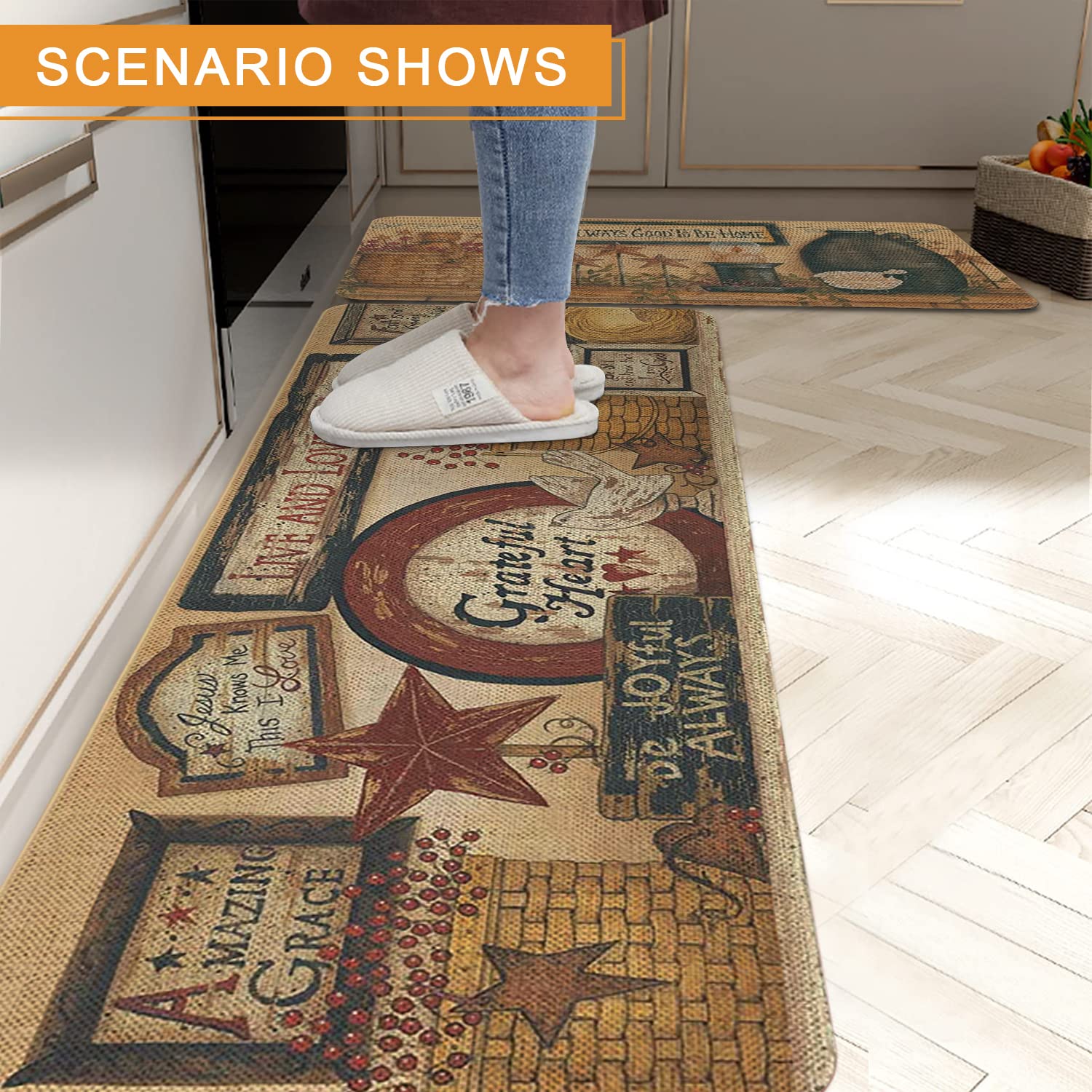 Alfombra Haretu con diseño coloreado 17x47, añade estilo a entradas y cocinas.