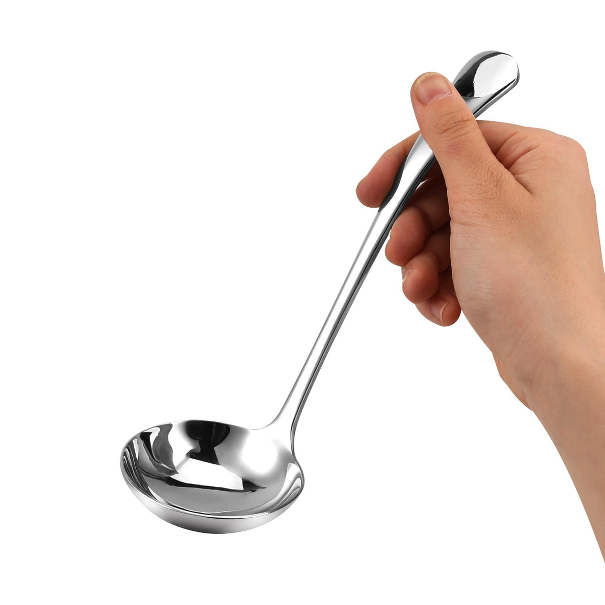 Cucharón Hariendny para sopa, acabado plata, tamaño compacto perfecto