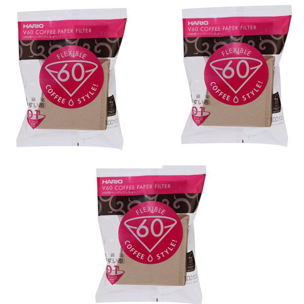 Filtros de papel naturales Hario 01, 100 hojas, ideales para filtración limpia y taza clara.