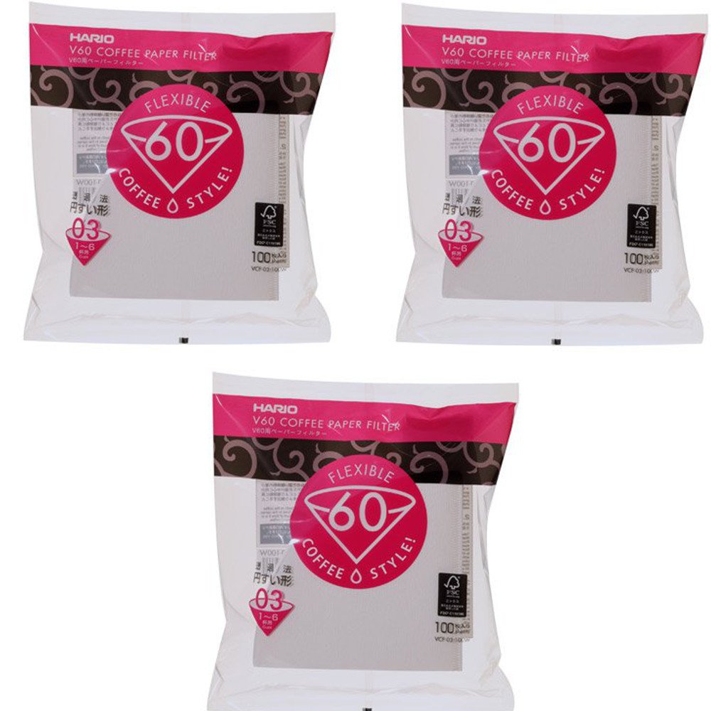 Filtros Hario 03 para cono, paquete de 300 hojas, filtración estable para café
