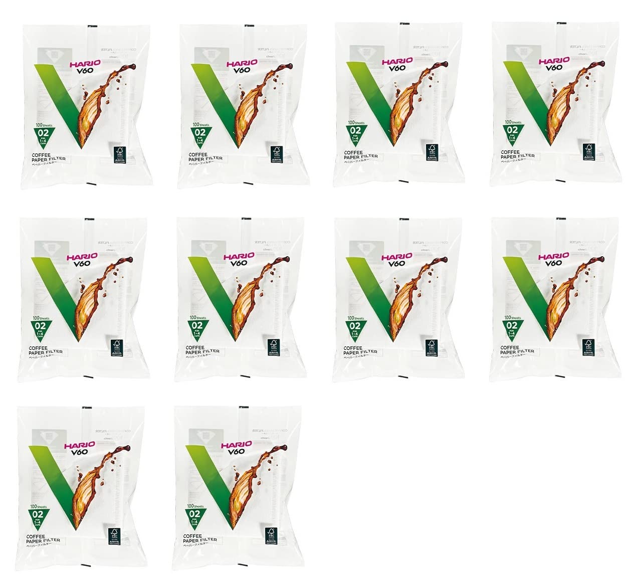 Hario filtros de papel V60 tamaño 02, caja de 10 paquetes para filtrado diario.