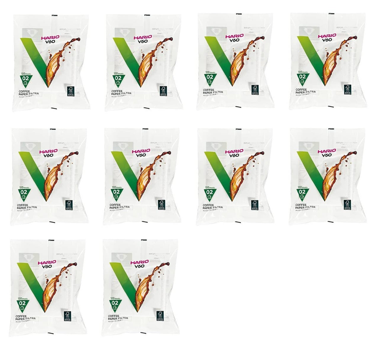 Hario filtros de papel V60 tamaño 02, caja de 10 paquetes para filtrado diario.