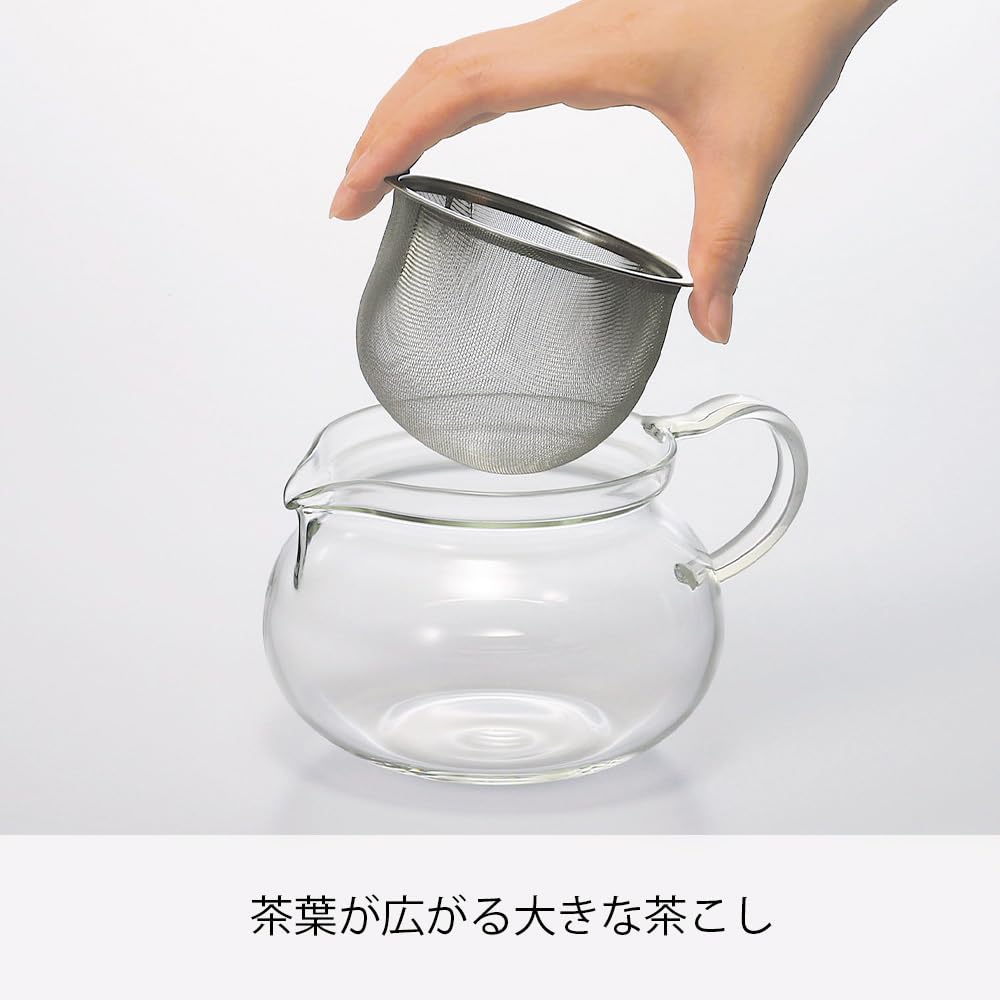 Hario ChaCha Kyusu Maru, tapa de vidrio, mantiene el aroma del té durante la preparación.