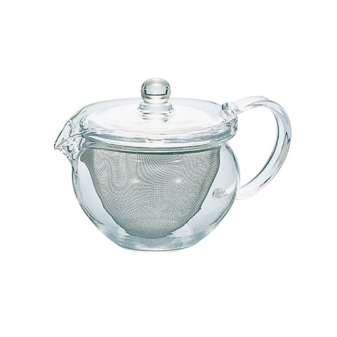 Hario ChaCha Kyusu Maru tetera de cristal 300 ml para té de hojas sueltas.