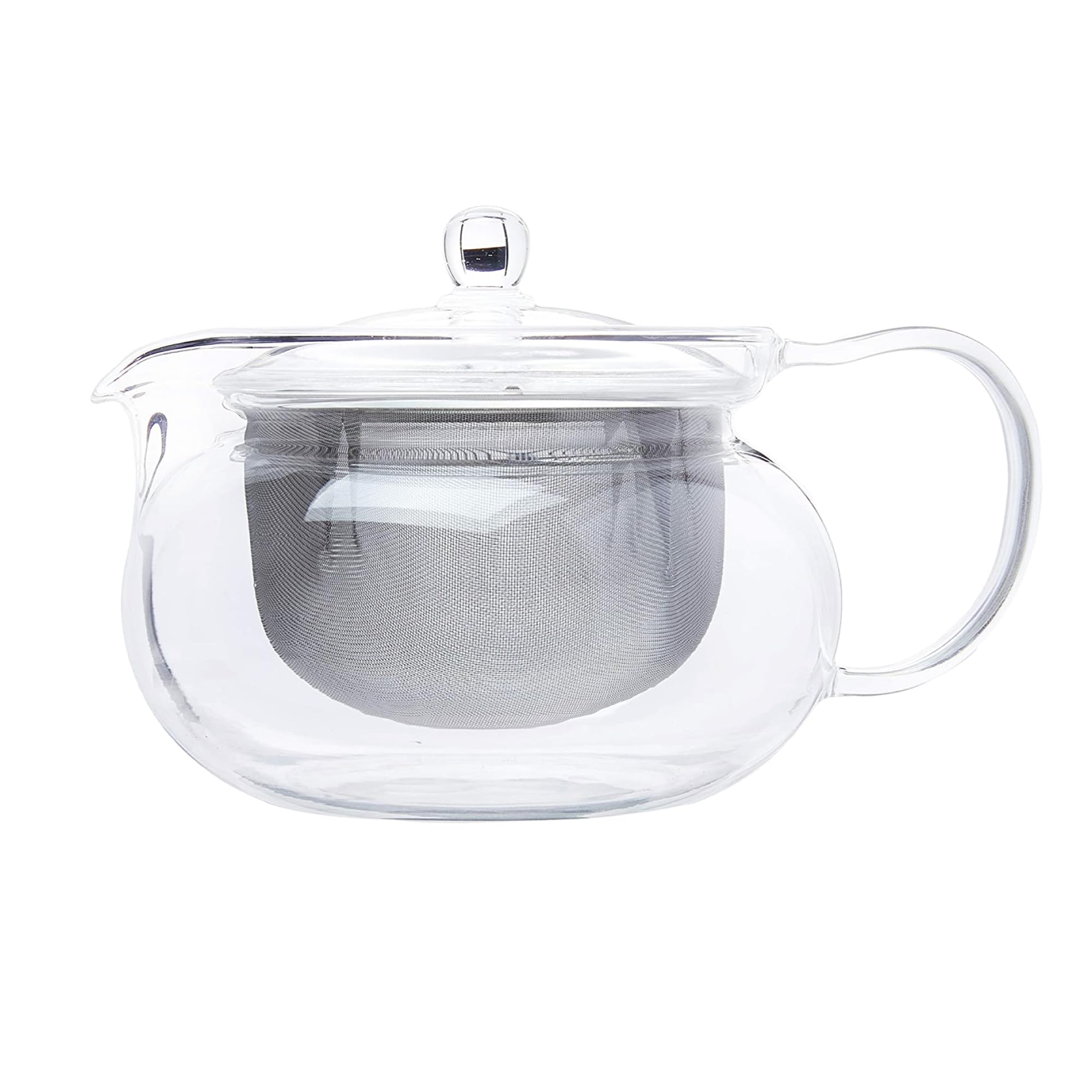 Tetera de vidrio Hario ChaCha Kyusu Maru transparente para ver el tono del té