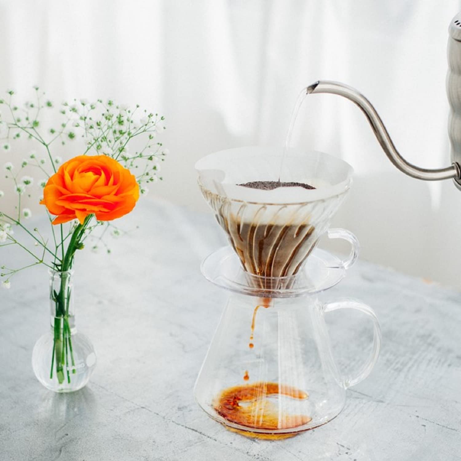 Drip-Assist sobre taza: verter con precisión para extraer aroma