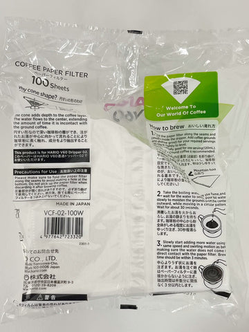 Hario filtros de papel V60 tamaño 02 para café filtrado suave y limpio.