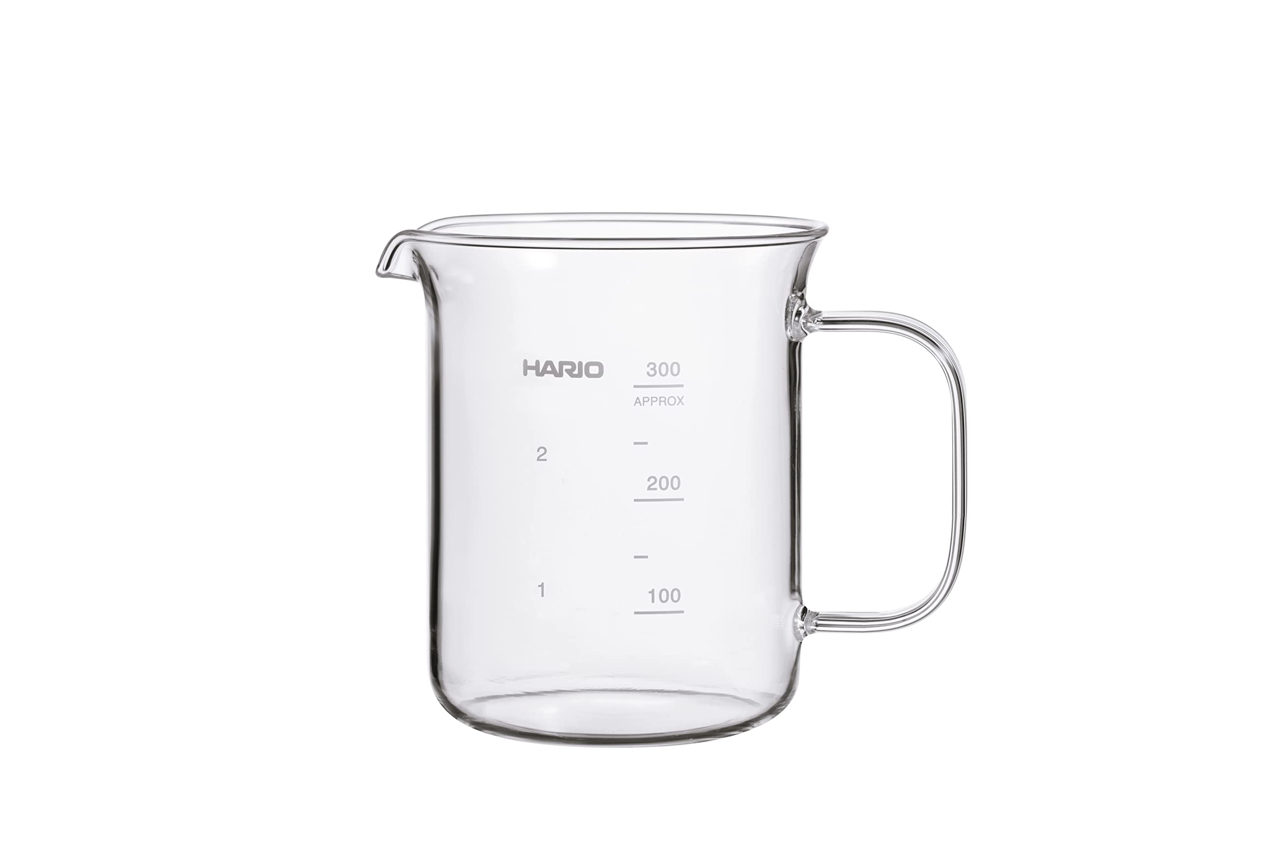 HARIO jarra medidora 300ml con marcas de ml para medir con precisión en la preparación de café.
