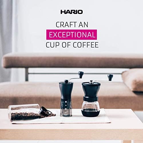 Hario Mini-Slim Plus: dimensiones 150x72x220 mm para caber en maletas.