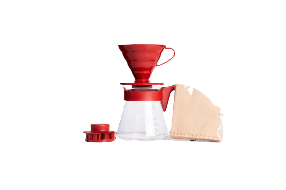 Conjunto Hario V60-02 en rojo para preparar café por goteo con control