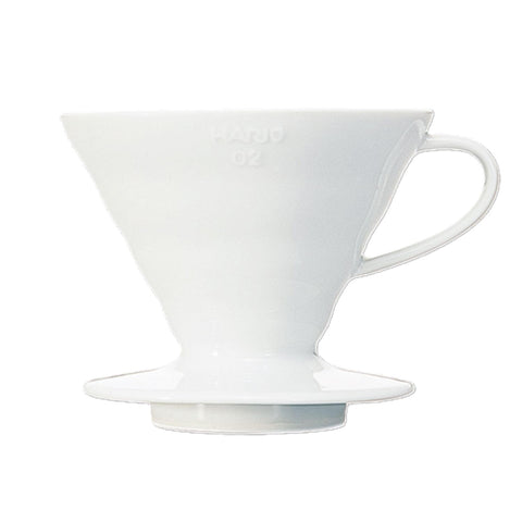 Hario V60 cerámico conico tamaño 02 blanco para extracción uniforme.