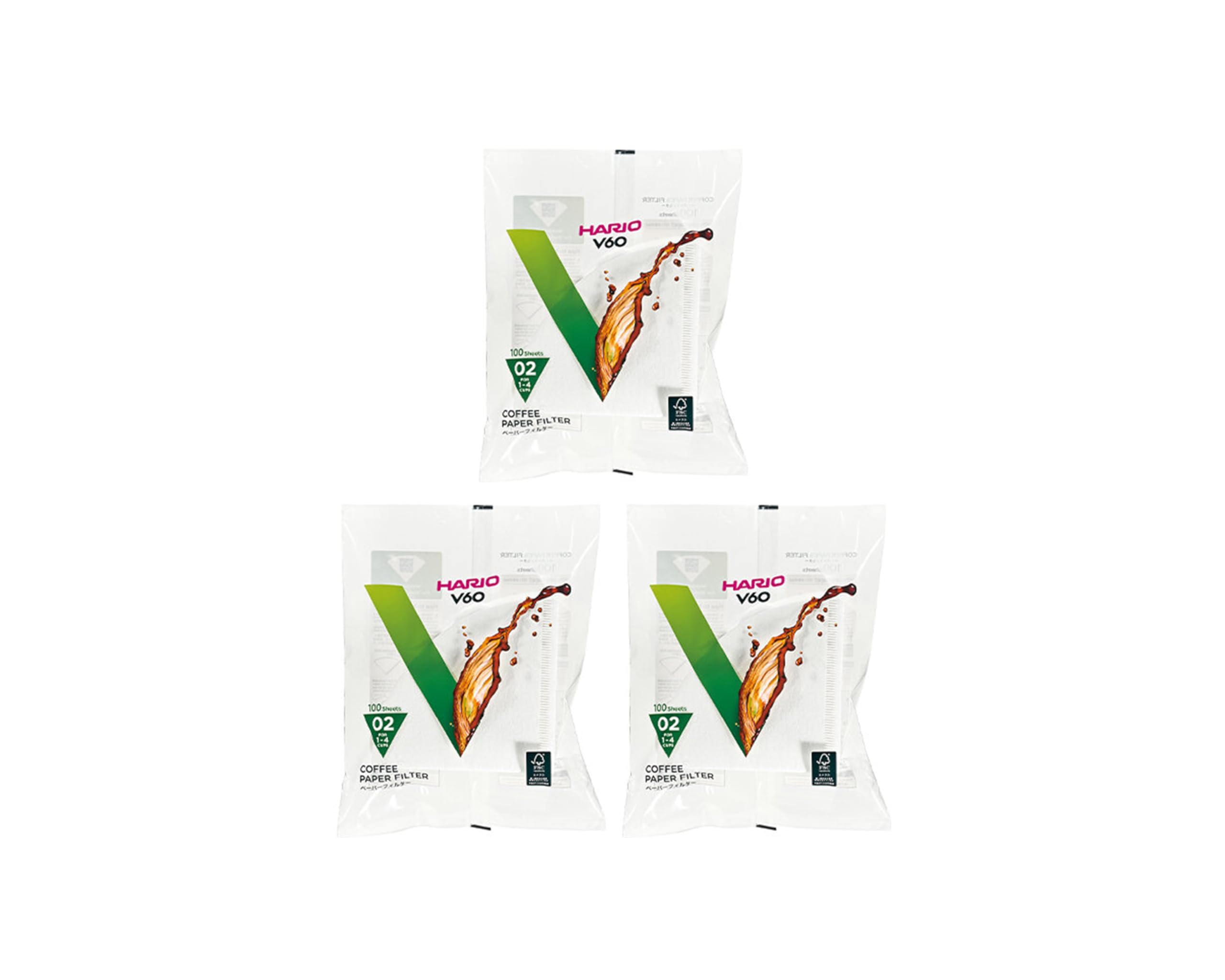 Filtros Hario V60 cono tamaño 02 3x100 para vertido limpio