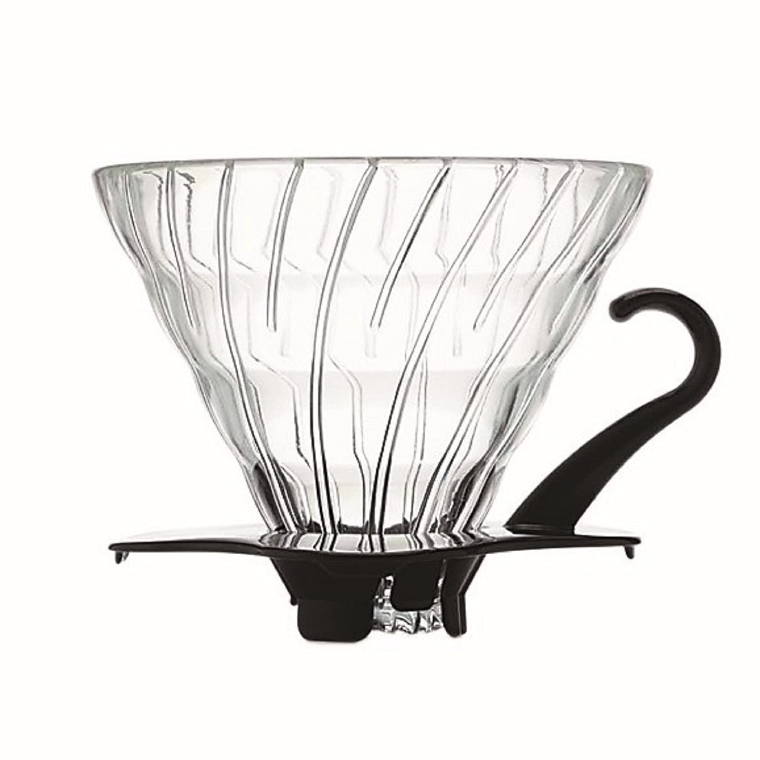 Vaso de vidrio Hario V60 Tamaño 02, negro, para una extracción limpia de café
