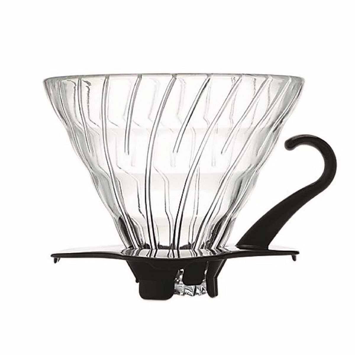 Vaso de vidrio Hario V60 Tamaño 02, negro, para una extracción limpia de café