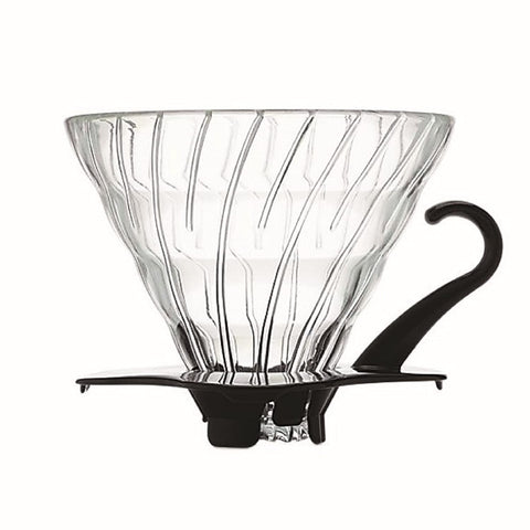 Vaso de vidrio Hario V60 Tamaño 02, negro, para una extracción limpia de café