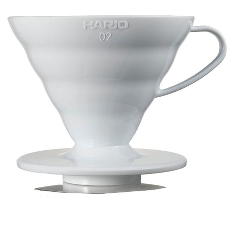 Hario VDR-02-W porta filtro V60 transparente blanco para vertidos limpios