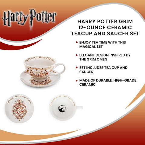 Escena de té en Hogwarts con Grim, perfecta para decoración temática.