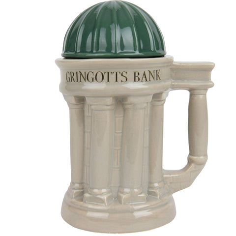 Taza Gringotts de Harry Potter 30 oz, vista frontal, ideal para café matutino.