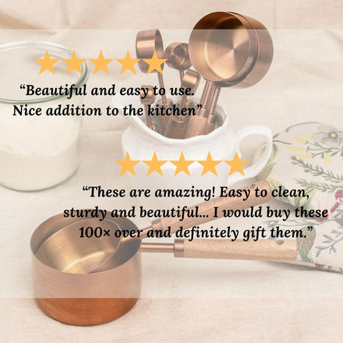 HARURI, taza 125 ml cobre, diseño práctico para medir ingredientes.