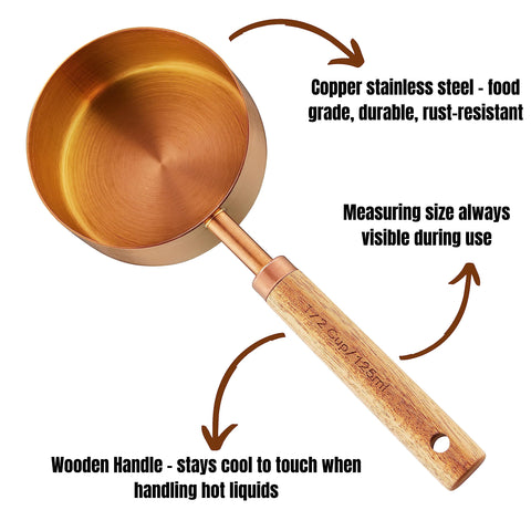 HARURI, tazas 250 ml cobre, ideal para recetas y horneado.