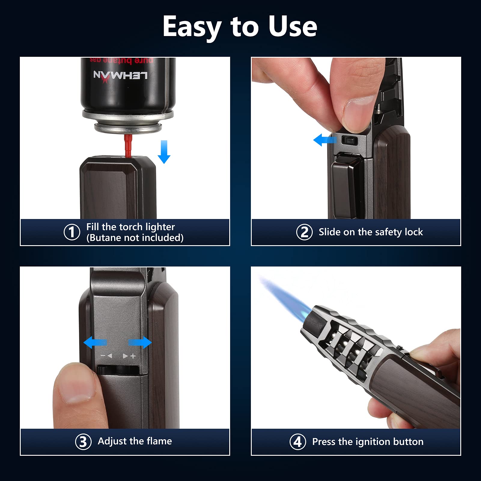 Soplete Harygate recargable con encendido automático para uso repetido