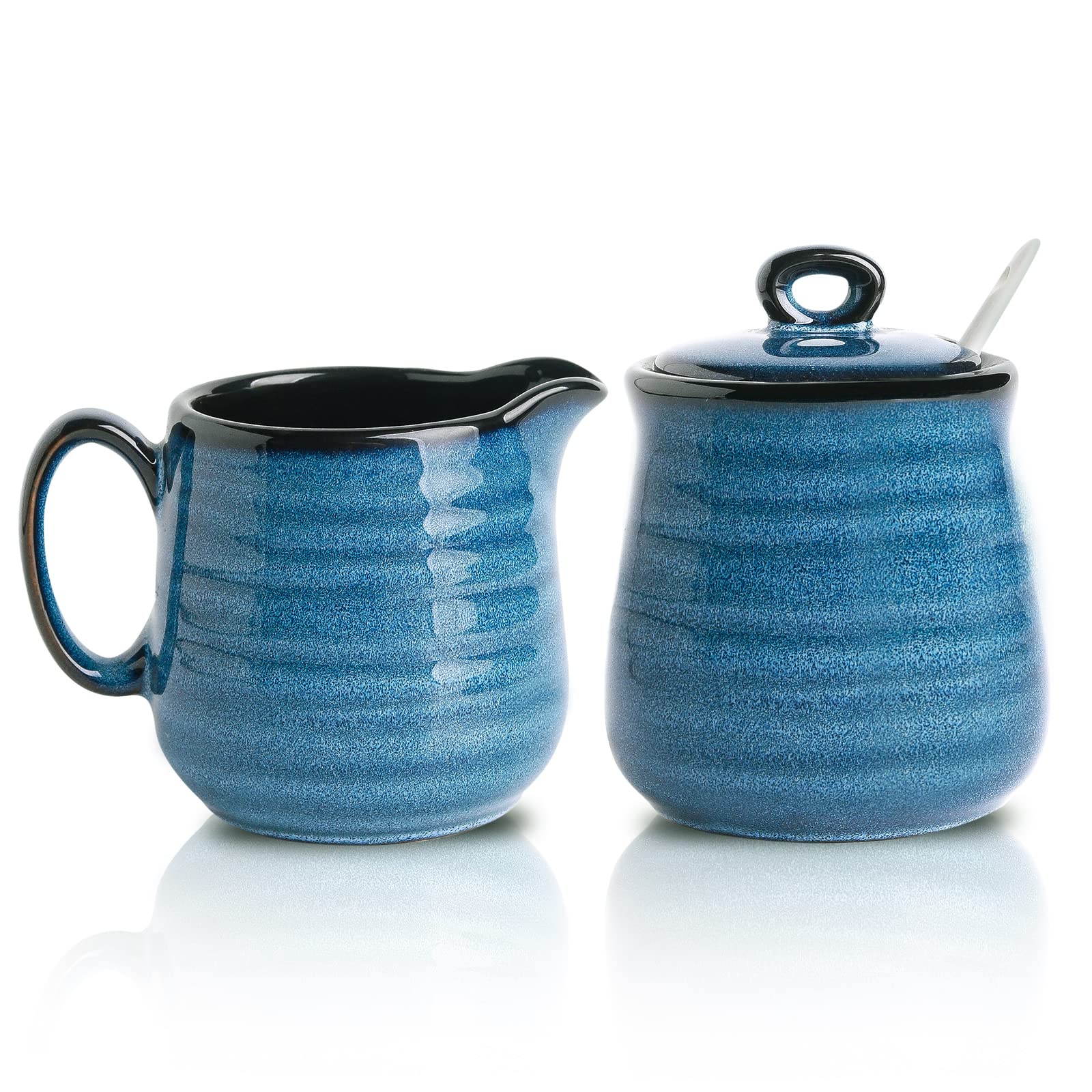 Hasense azucarero con tapa y cuchara, ideal para servir azúcar en la mesa.