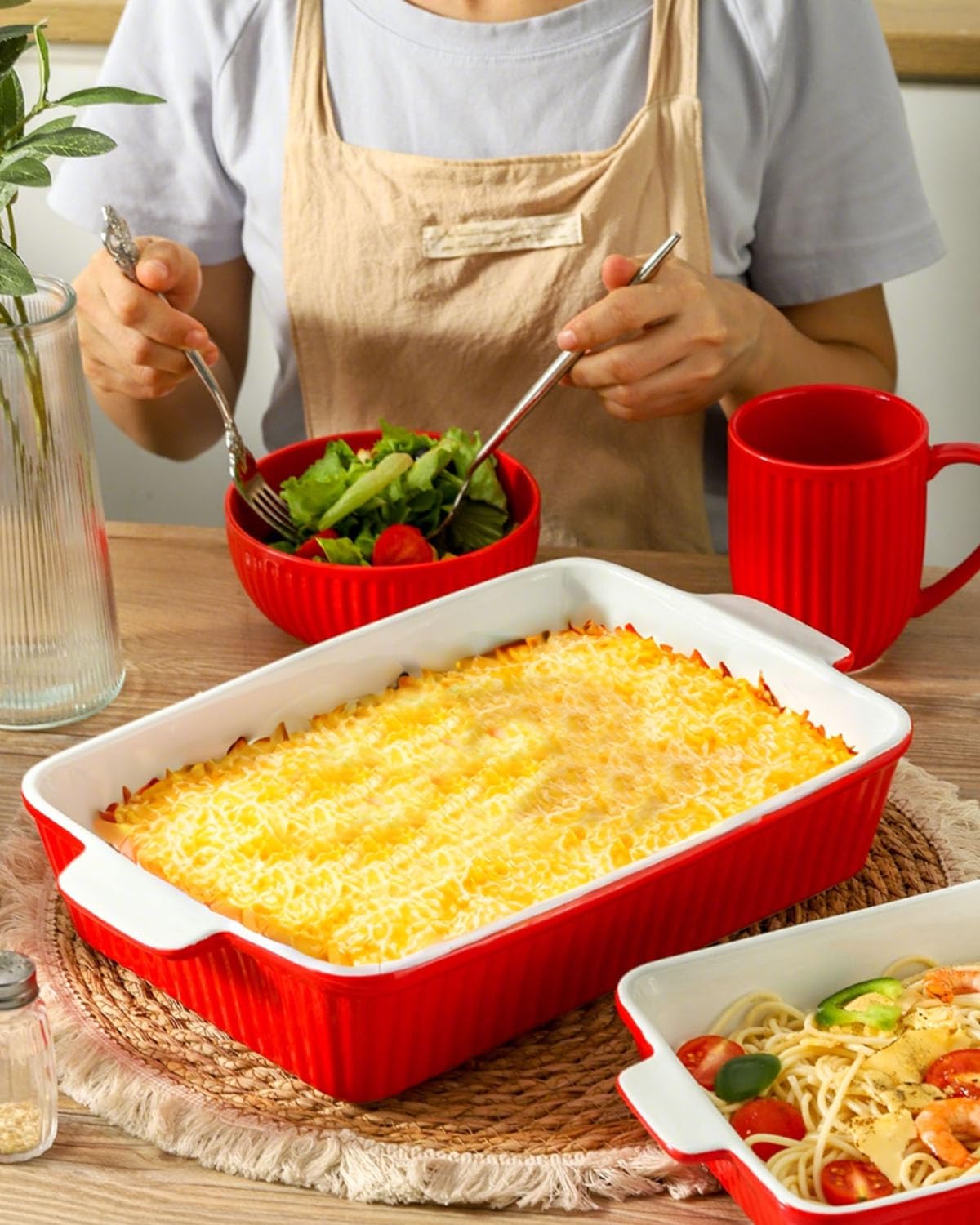 Hasense bandeja cerámica superficie lisa y brillante, limpieza rápida