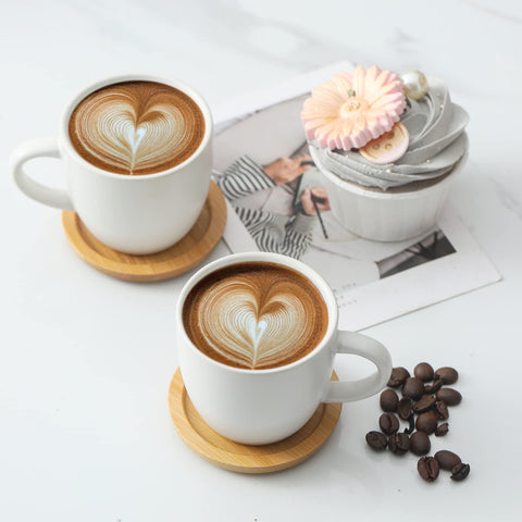 HASENSE tazas cappuccino latte en porcelana blanca, diseño moderno y funcional
