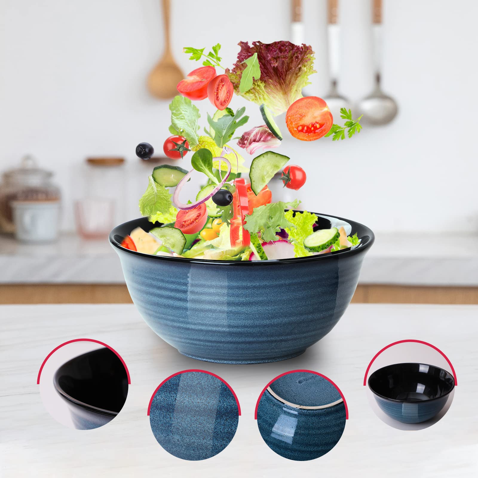 HASENSE cerámica ensaladeras apilables aptas para horno y lavavajillas.