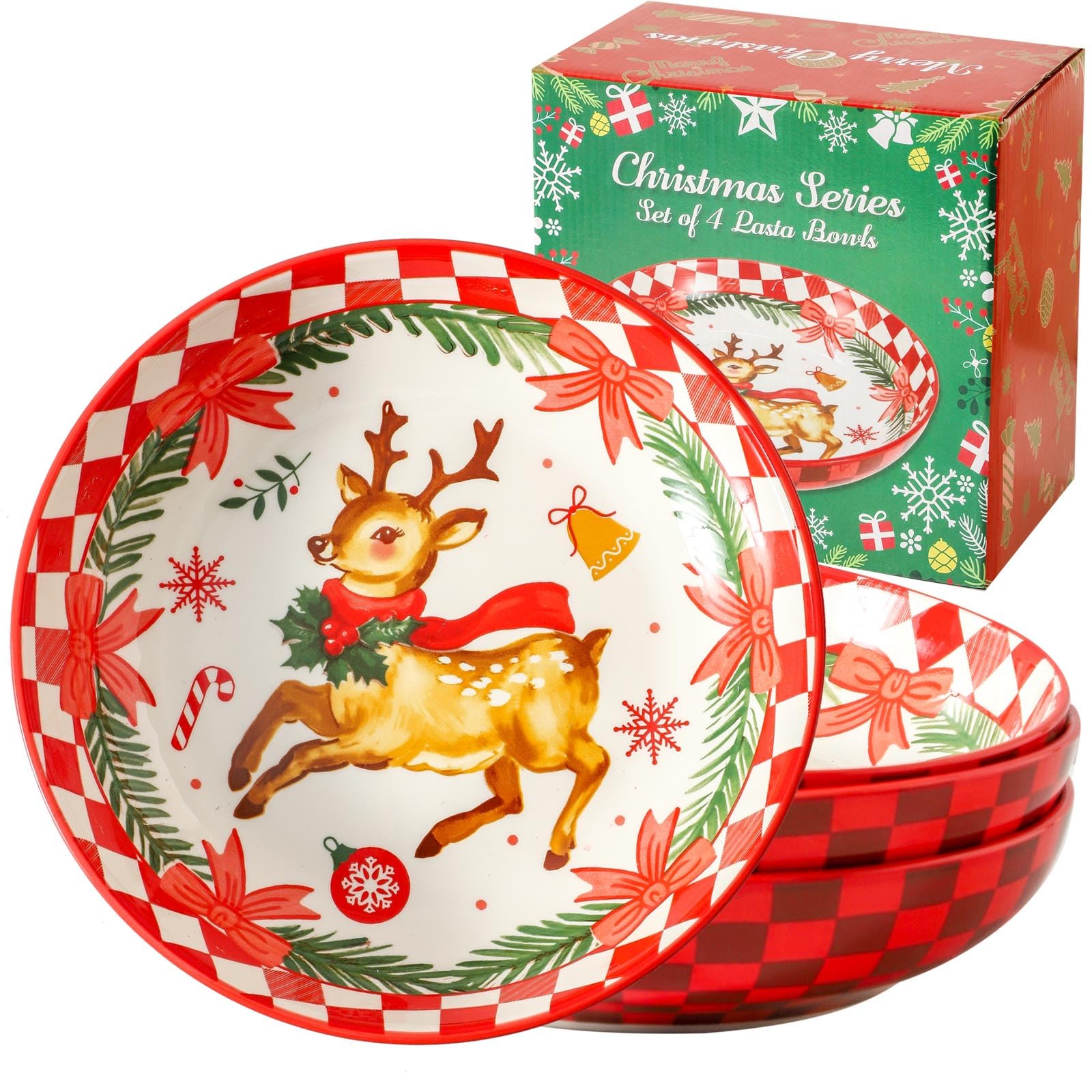 HASENSE cuencos cerámicos para pasta de 42 oz, ideal para cenas familiares.