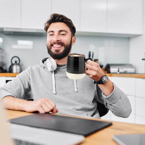 HASENSE juego de 4 tazas cerámica con asas ergomómicas para mayor comodidad