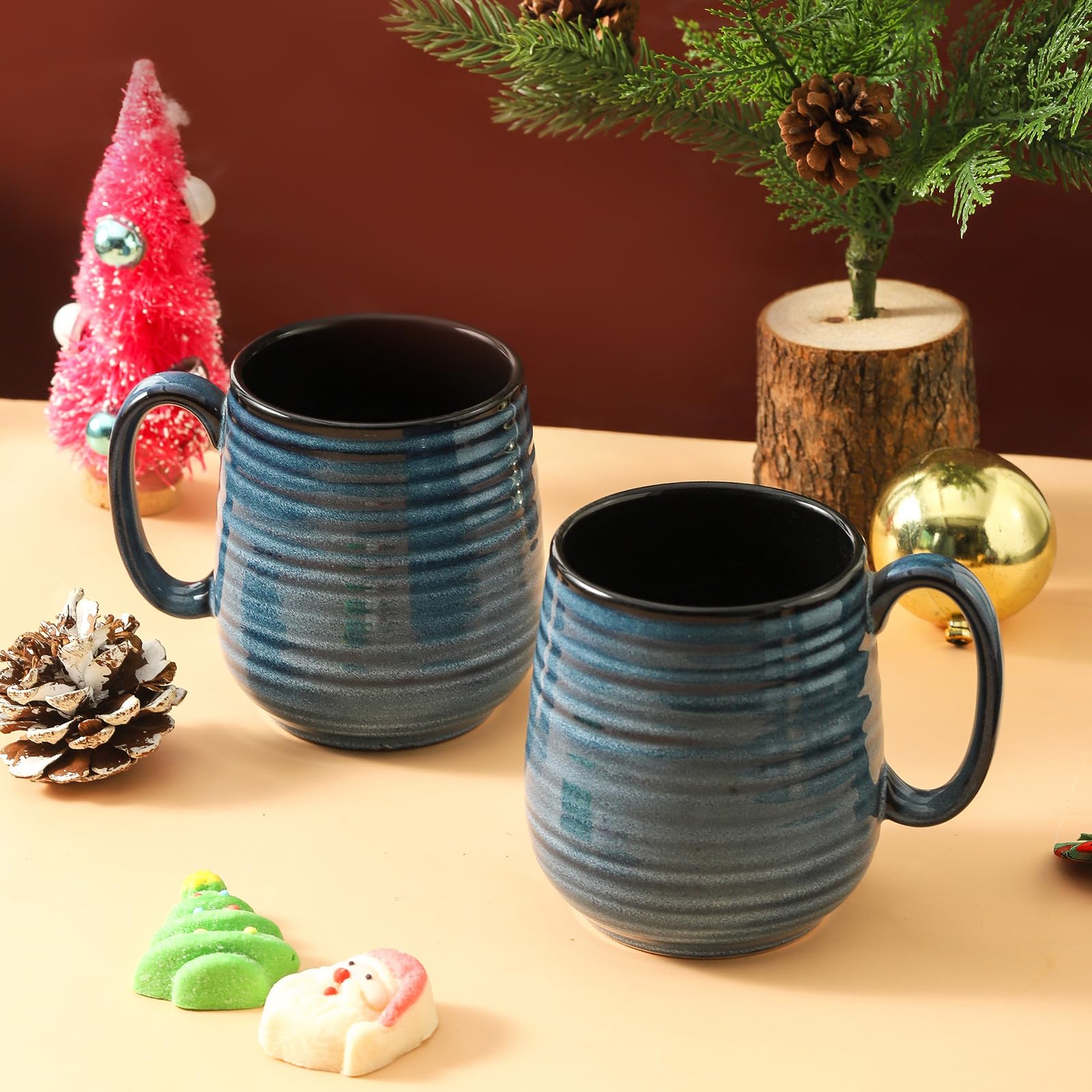 HASENSE juego de tazas azules para parejas, estilo contemporáneo.