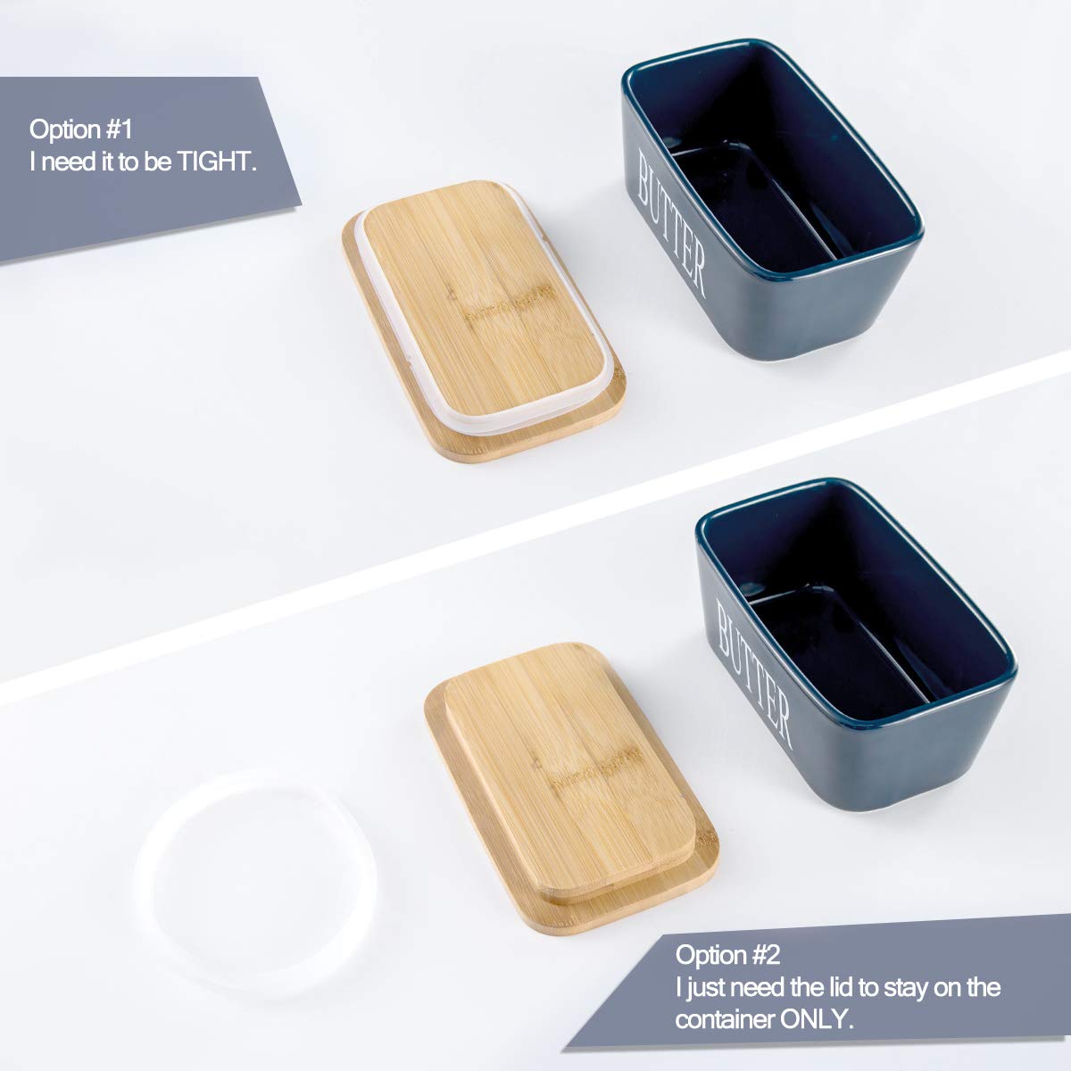 Conjunto Hasense mantequera de porcelana para almacenamiento ordenado y fresco.