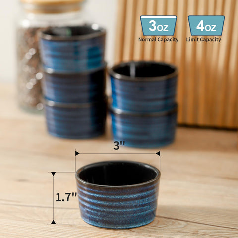Los cuencos HASENSE para salsas y dips en azul conservan sabores y permiten porciones controladas.