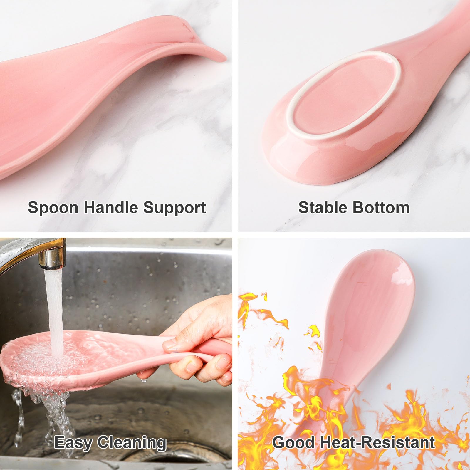 HASENSE reposacucharas cerámico rosa, diseño elegante para barra de café.