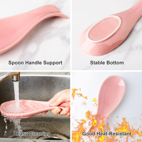 HASENSE reposacucharas cerámico rosa, diseño elegante para barra de café.