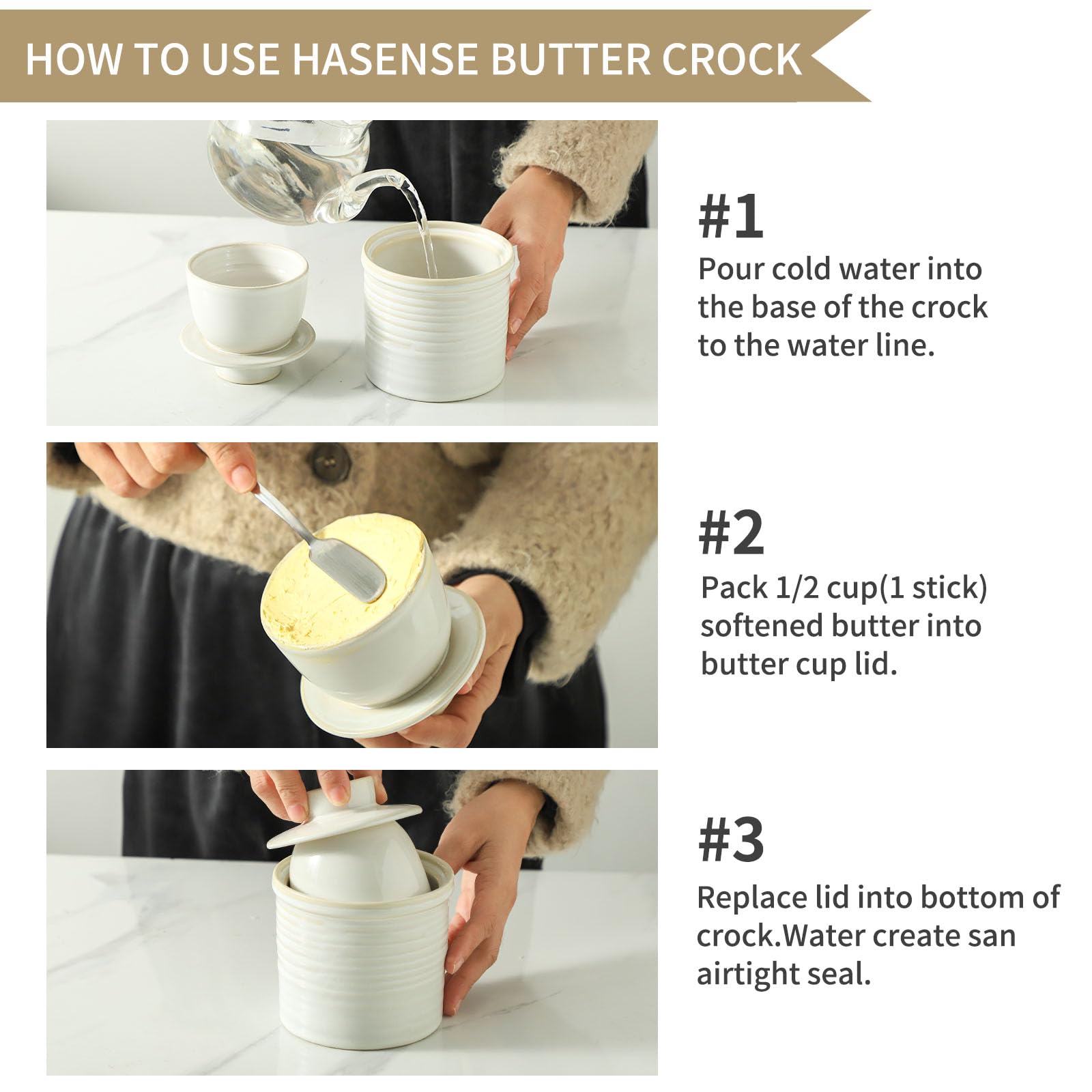 Hasense diseño linea de agua en cuenco, sello para conservar sabor