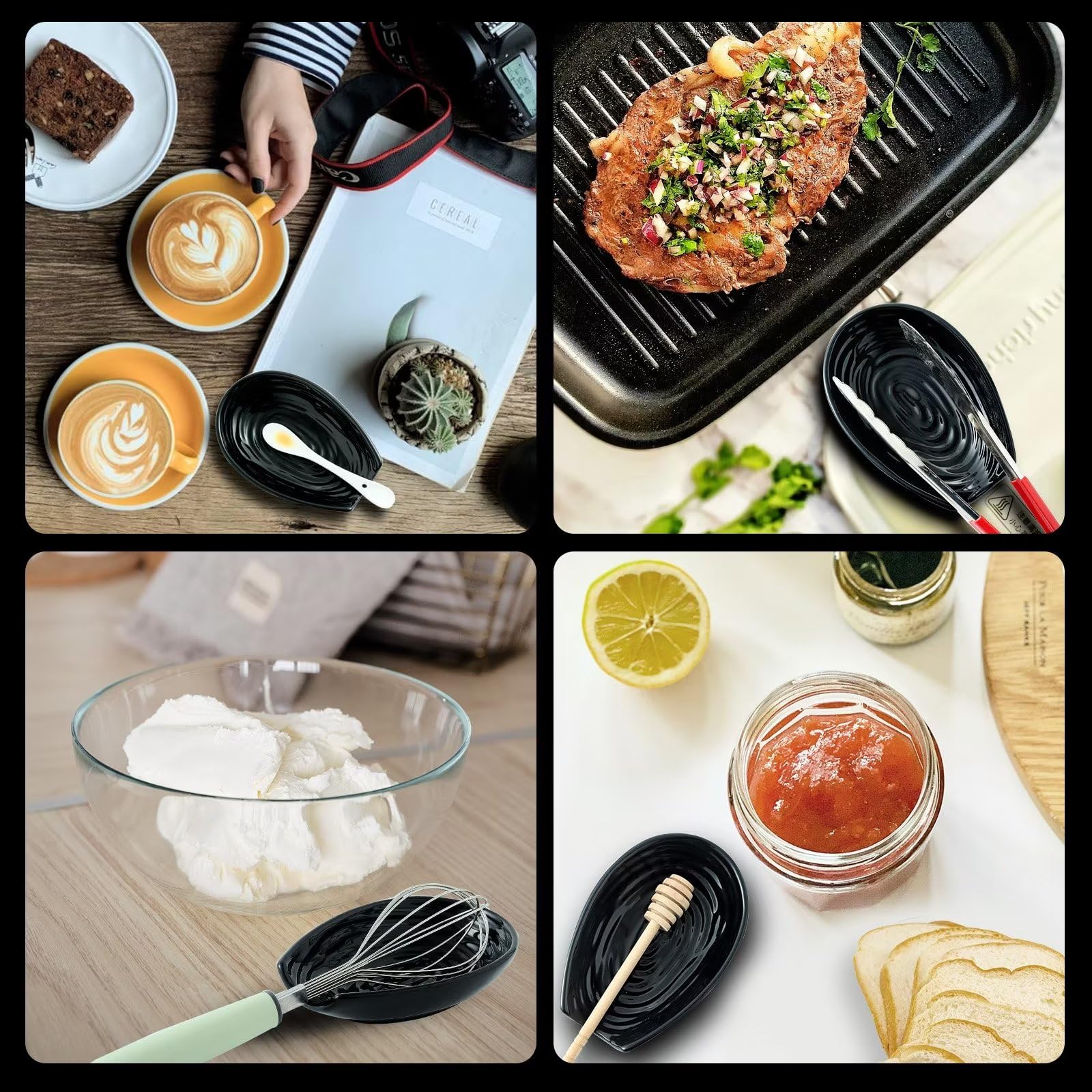 Hasense diseño minimalista cerámico negro, complemento sobrio para cocinas modernas.