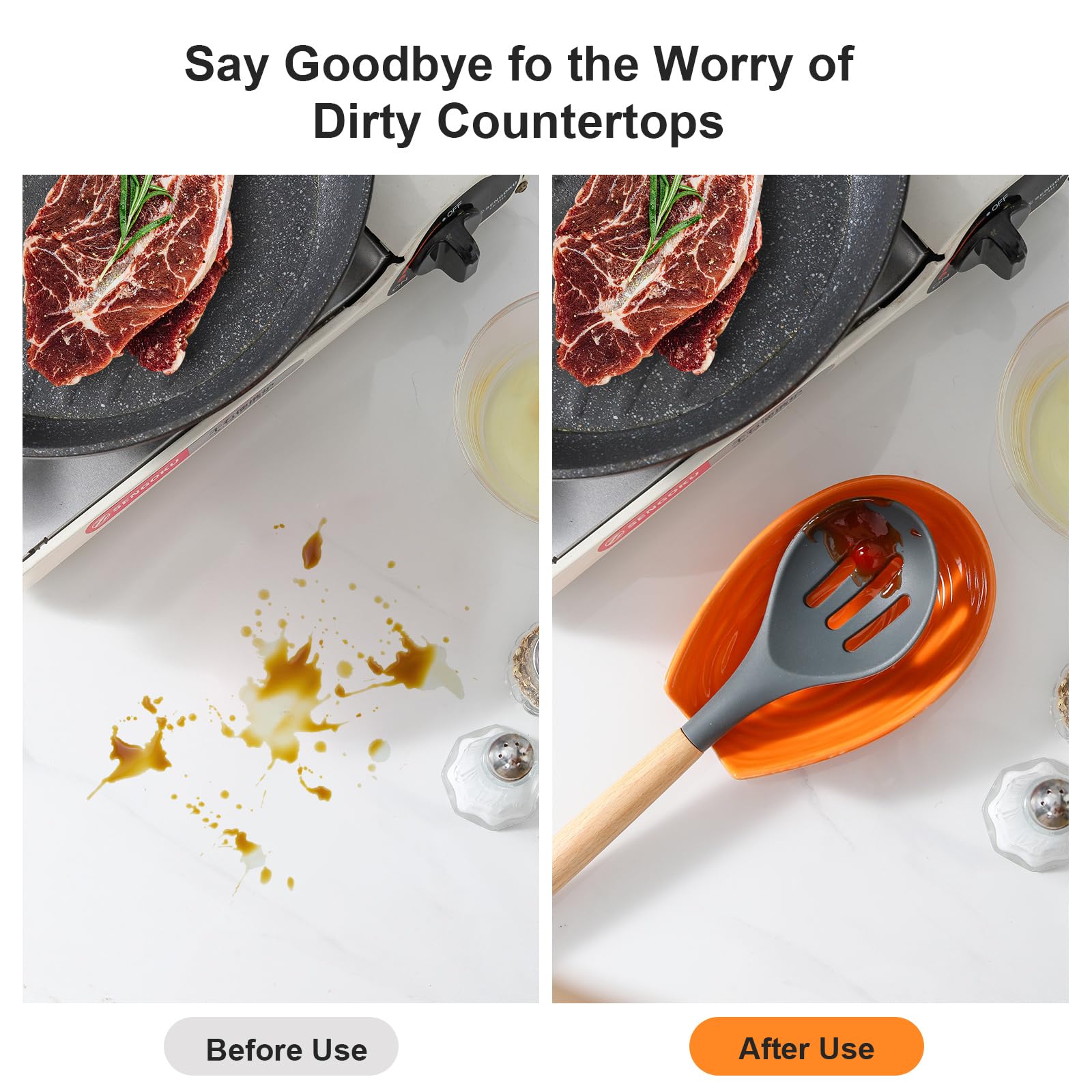 HASENSE diseño moderno, sostenedor compacto para cucharas, tenedores y espátulas en naranja