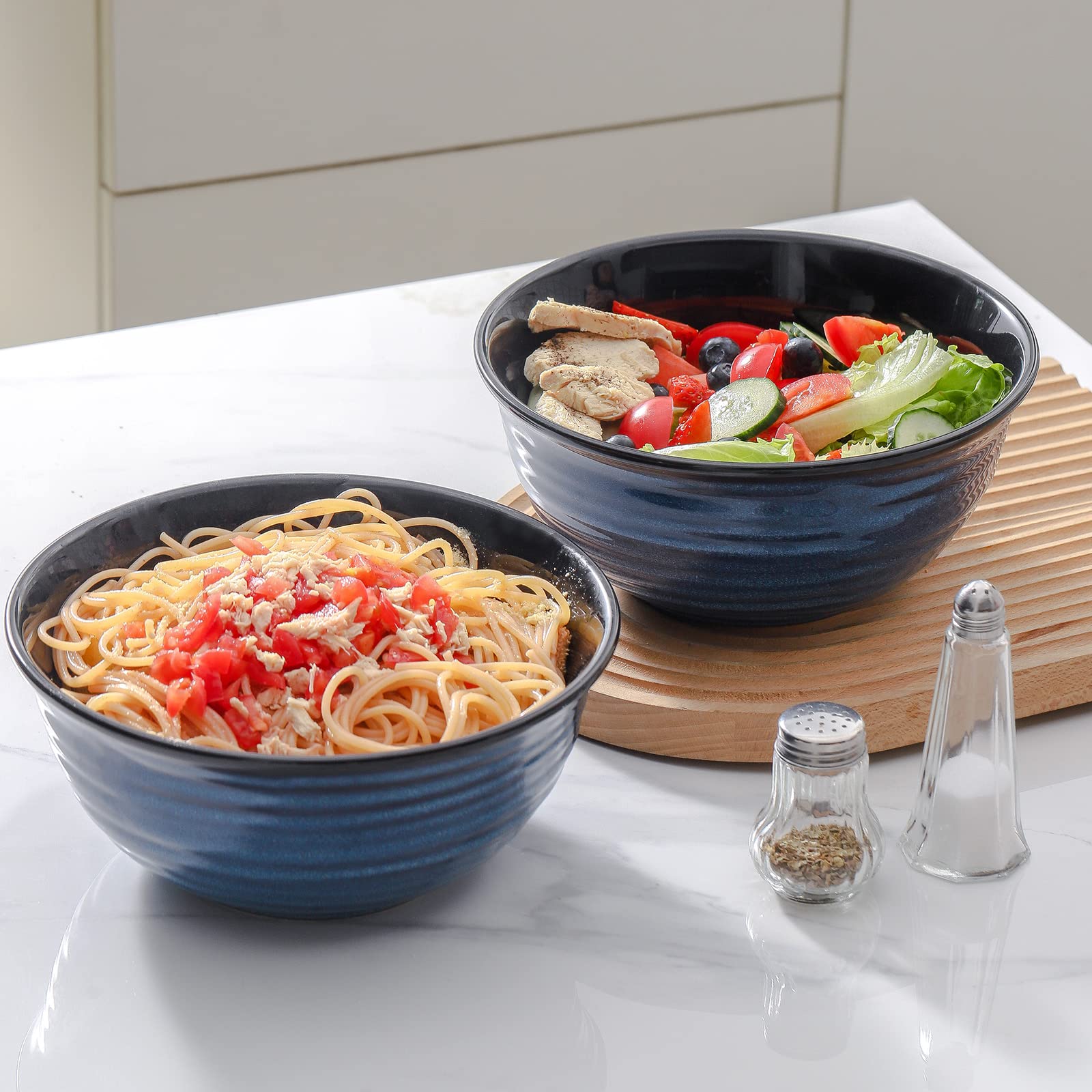 HASENSE ensaladera cerámica 8,5 pulgadas azul ideal para sopas y platos abundantes