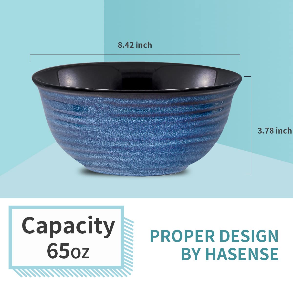 HASENSE ensaladera para pasta y sopa azul perfecta para presentaciones atractivas