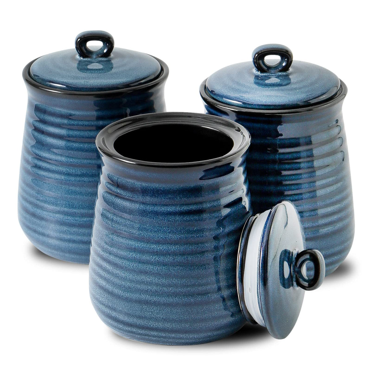 HASENSE frascos cerámicos azul para almacenamiento ordenado en la cocina