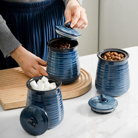Frascos HASENSE para café y té en azul, fácil de identificar