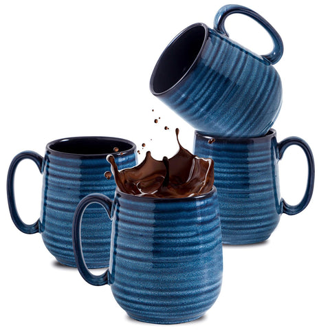 HASENSE juego de tazas de café 12 onzas en azul, ideal para desayunos.