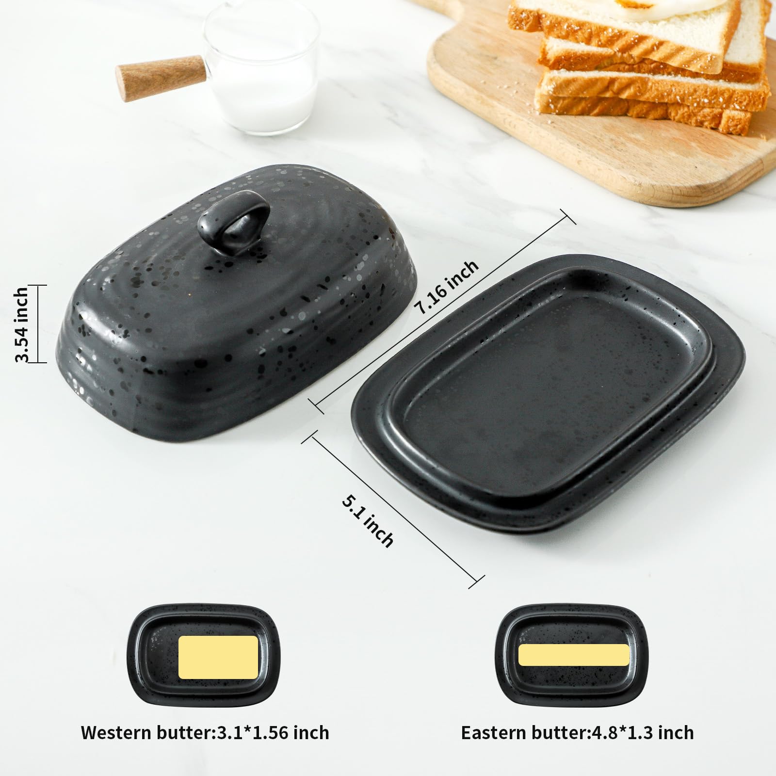 HASENSE mantequillera con tapa triangular para agarre seguro y cómodo