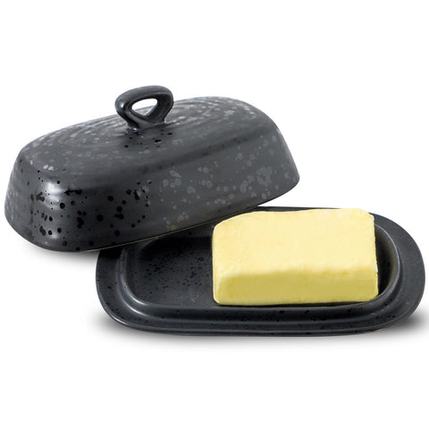 Mantequillera HASENSE de porcelana con tapa oscura para encimera, mantiene la mantequilla estable